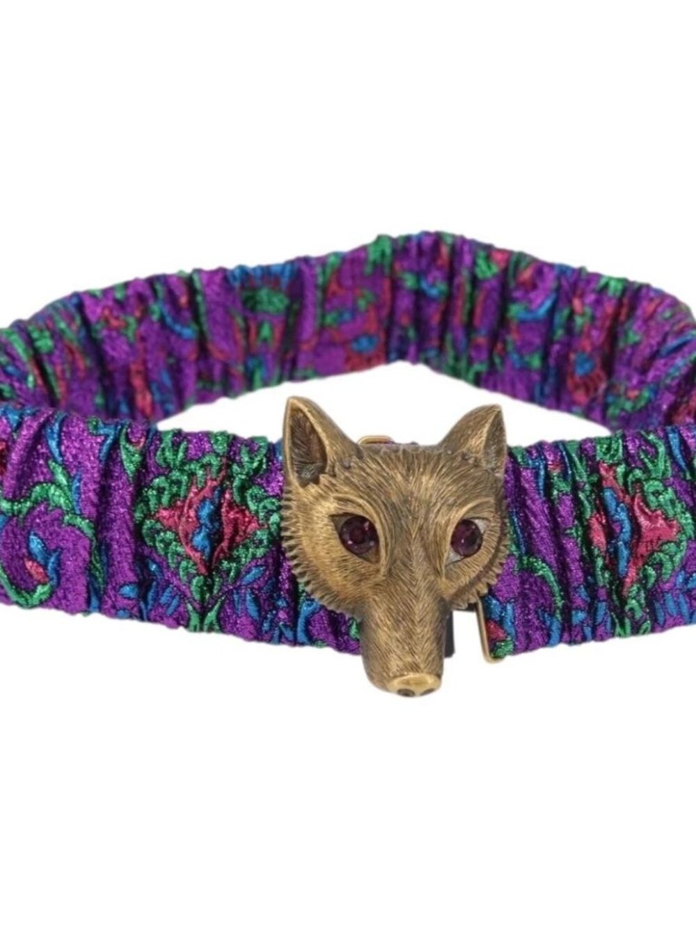 GUCCI Fox Crystal Belt Sequin 29.1"" Purple Gold 214351 Auth mr2309V